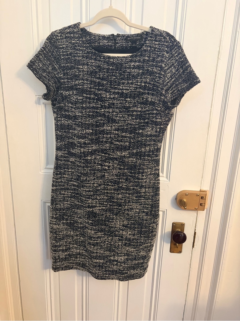 Banana Republic Black and White Tweed Sheath Dress